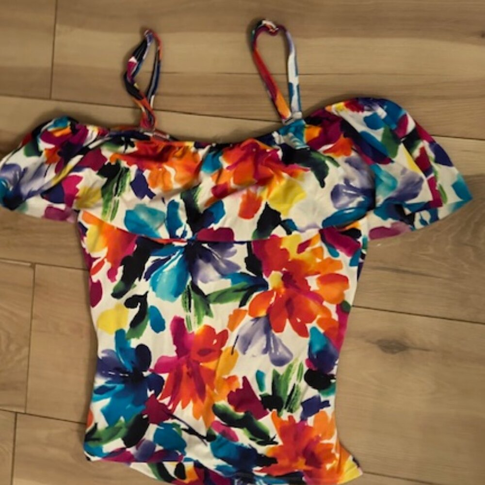 st johns womens size 8 bikini top tank swim suit colorful top swimsuit swimming